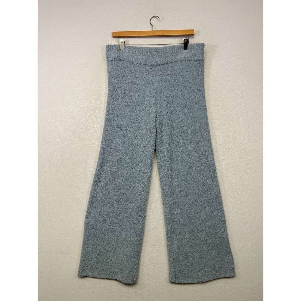 Cozy Loungewear Stars Above Womens Large Blue Fuzzy Knit Wide Leg Pajama Pants